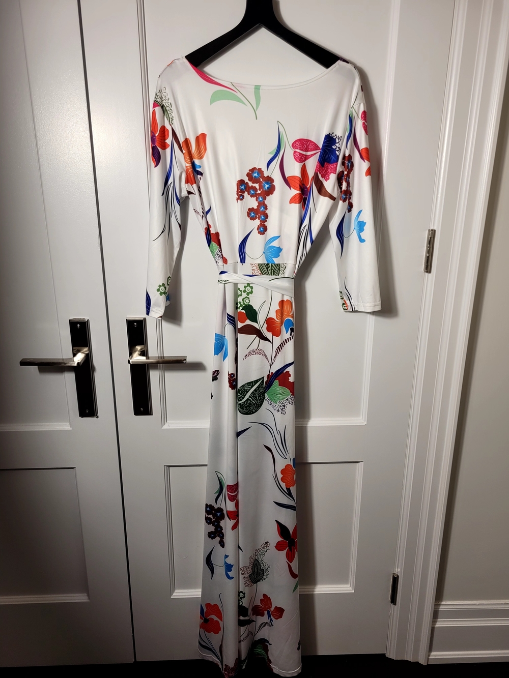 White Floral Wrap Maxi Dress - Colorful Print - Picture 8 of 9
